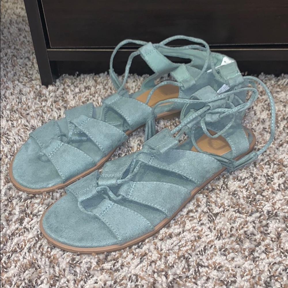 Teal suede gladiator sandals